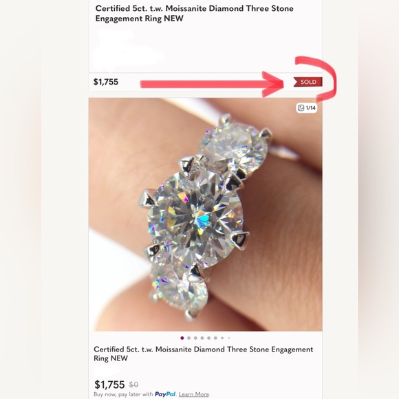 🔥VVS1 5CT Certified Moissanite Excellent Cut sparkling Ring Size 6 - Picture 6 of 17